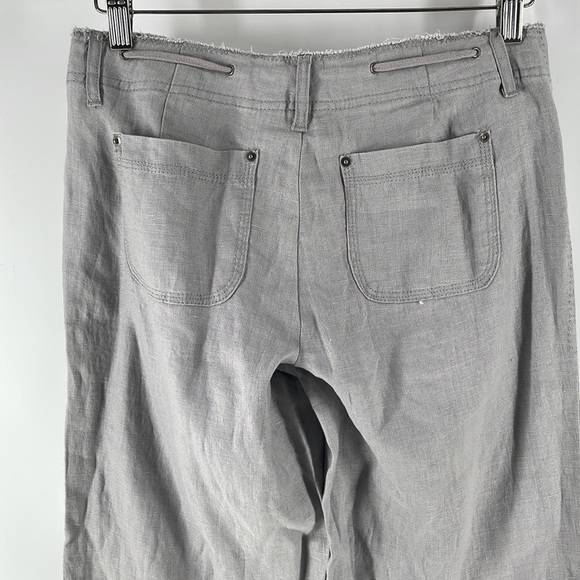 Inc linen wide leg pants frayed waist drawstring gray coastal lagenlook sz 2 - Picture 8 of 8